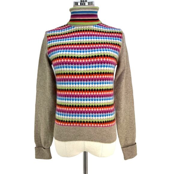 Tommy Hilfiger Wool Multi Color Turtleneck Knit Sweater - Picture 1 of 7